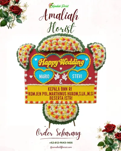 Karangan Papan Bunga Pernikahan di Sukajawa Baru